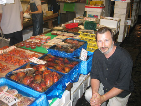 Bob at Tokyo fish market 6AM, 2009