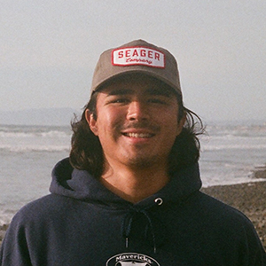 Closeup of Cole Souze at beach.